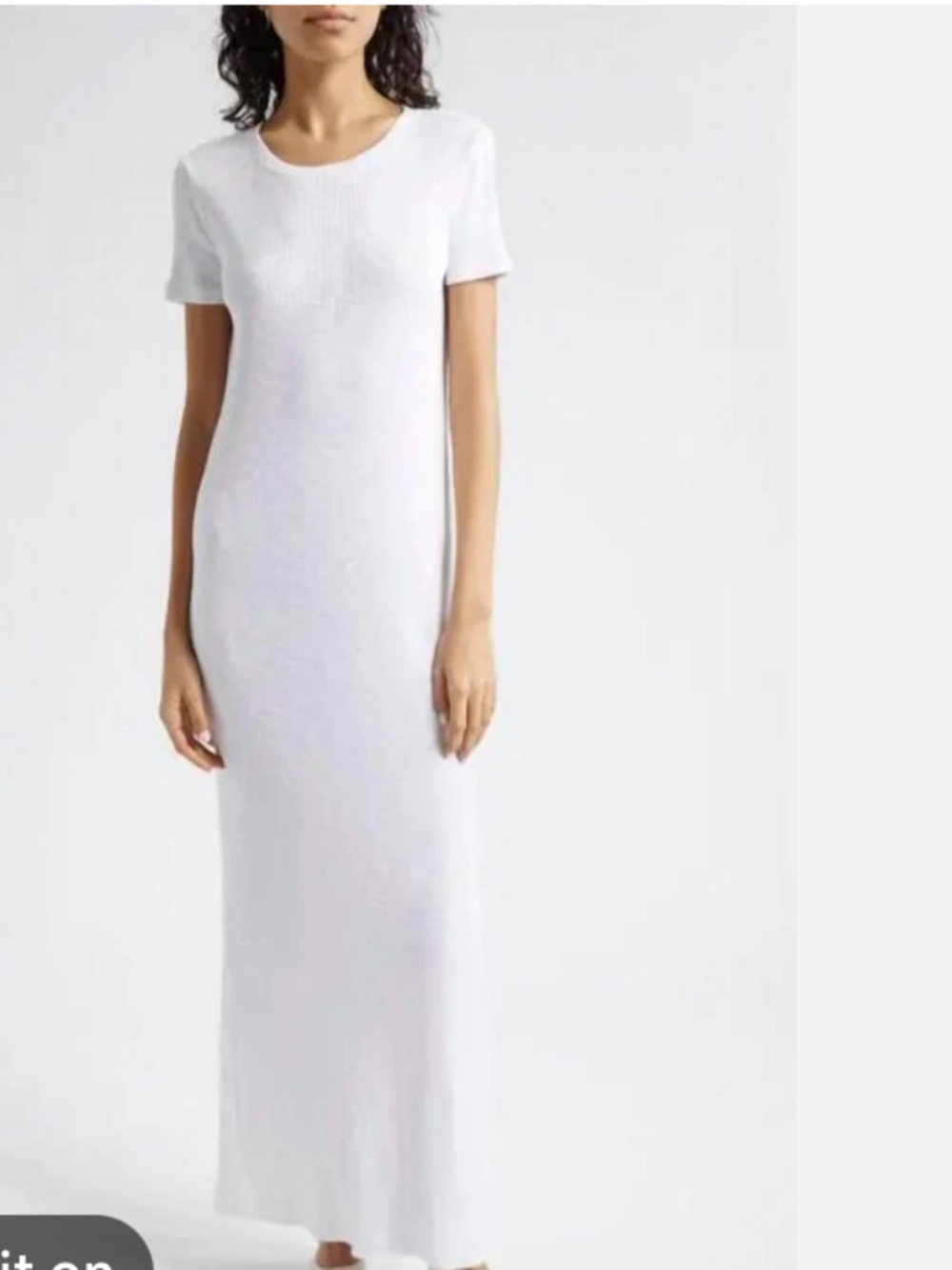 Free People Beach Ribbed White Maxi Dress Boho Coastal Minimalist Lounge Large
